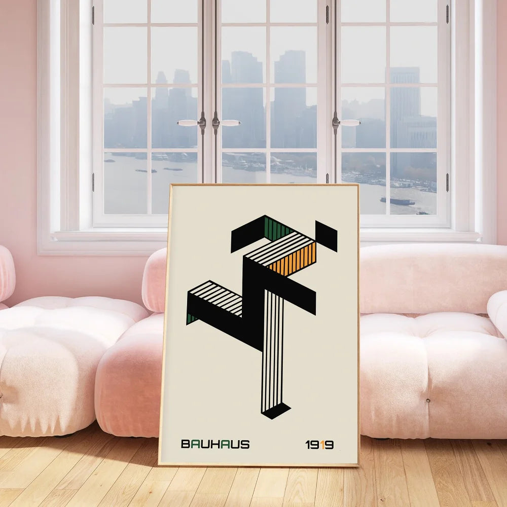 ArtWall™ Bauhaus Geometric Poster — Self-Adhesive Gallery Wall Print, No Frame Needed