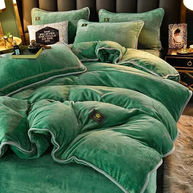 Milk Velvet Bedding Set — Warm Duvet Cover, Sheet & Pillowcases