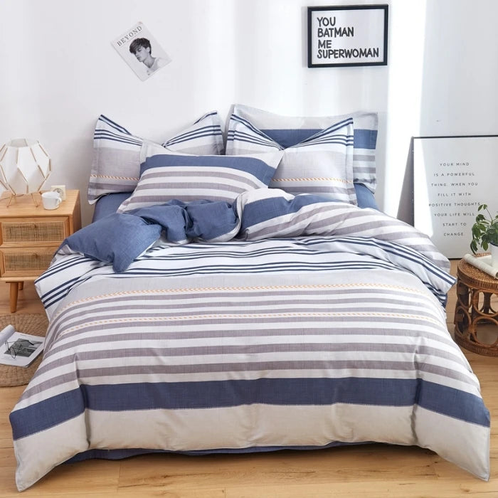 Cotton Stripe Duvet Cover Set — Geometric, Soft & Breathable