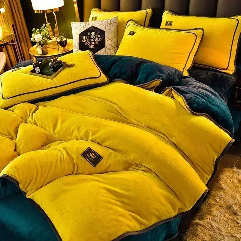 Milk Velvet Bedding Set — Warm Duvet Cover, Sheet & Pillowcases