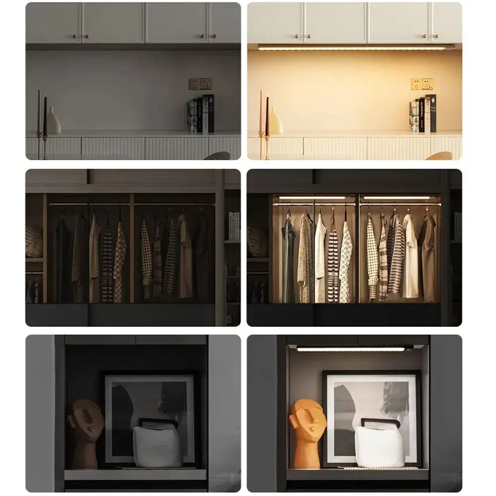 GlowBar™ Wireless Motion Sensor Closet Light — USB Rechargeable, Dimmable, 3 Color Modes