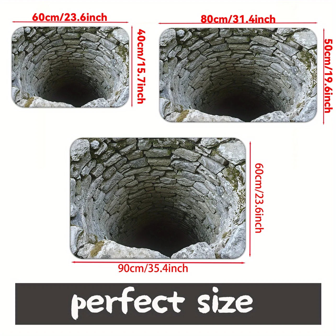 Kavynzo 3D Visual Non Slip Absorbent Bathroom Door Floor Mat Easy To Maintain
