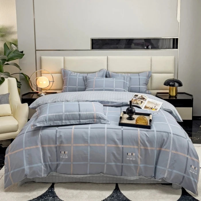 Cotton Stripe Duvet Cover Set — Geometric, Soft & Breathable