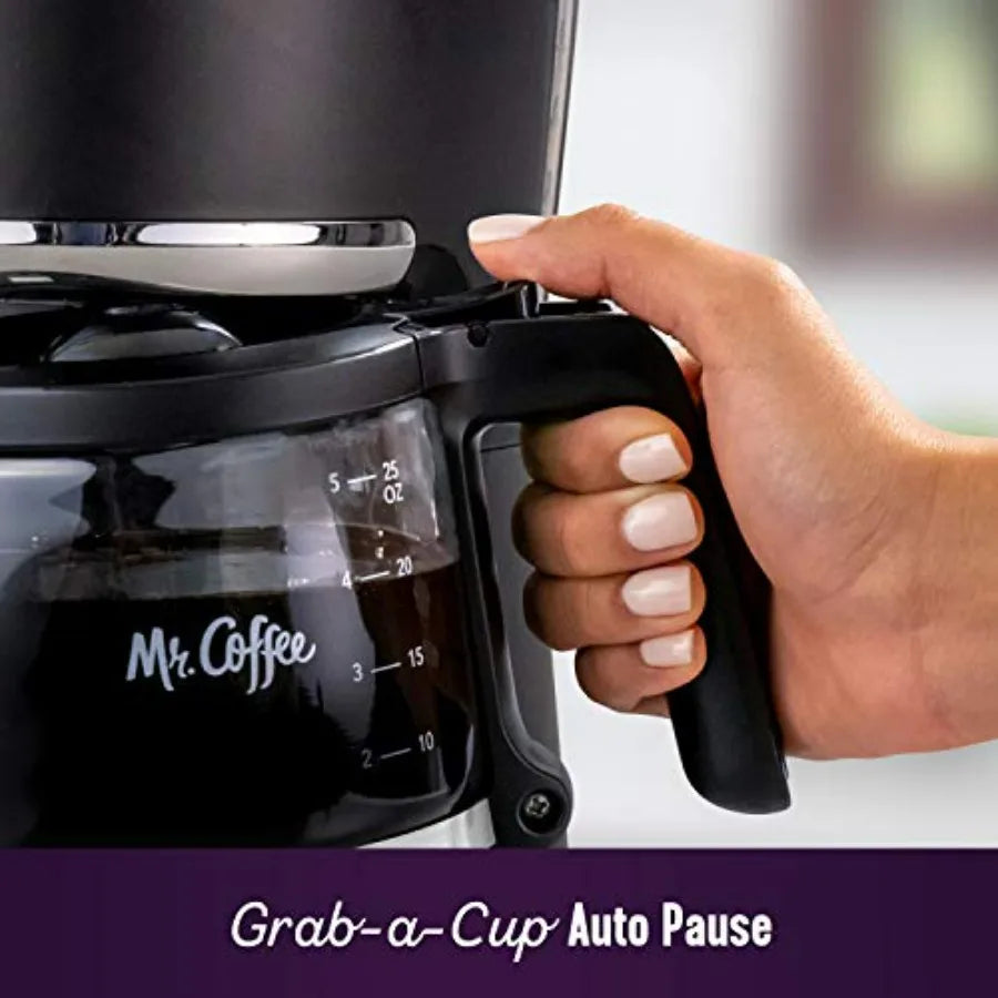 Compact Programmable Coffee Maker — Auto Pause, Glass Carafe