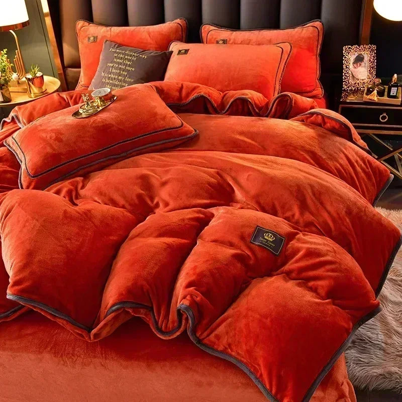 Milk Velvet Bedding Set — Warm Duvet Cover, Sheet & Pillowcases