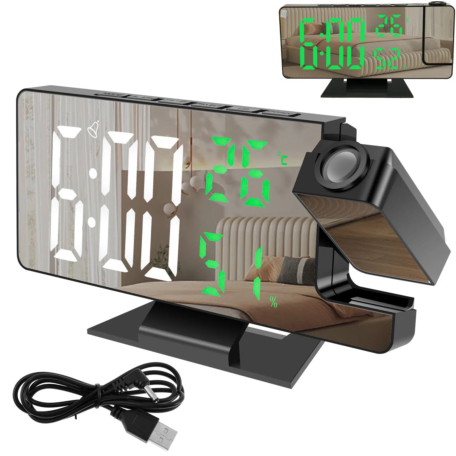 LED Projection Alarm Clock