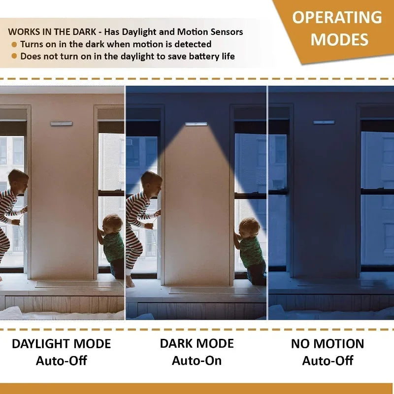 GlowBar™ Wireless Motion Sensor Closet Light — USB Rechargeable, Dimmable, 3 Color Modes