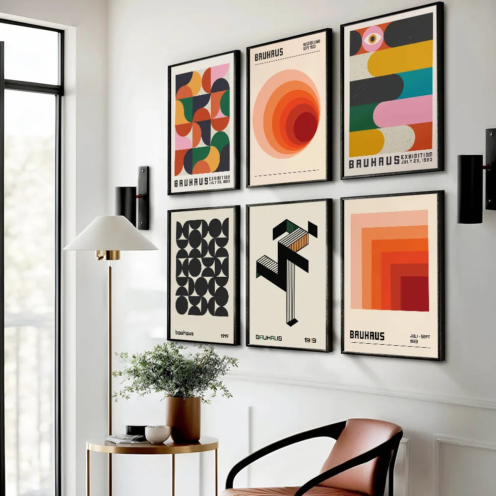 ArtWall™ Bauhaus Geometric Poster — Self-Adhesive Gallery Wall Print, No Frame Needed