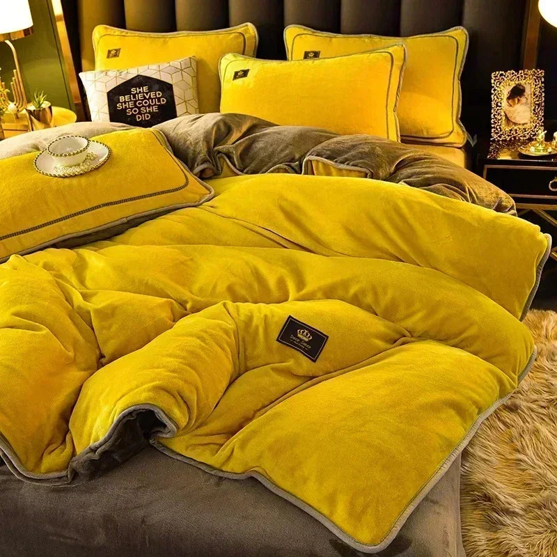 Milk Velvet Bedding Set — Warm Duvet Cover, Sheet & Pillowcases