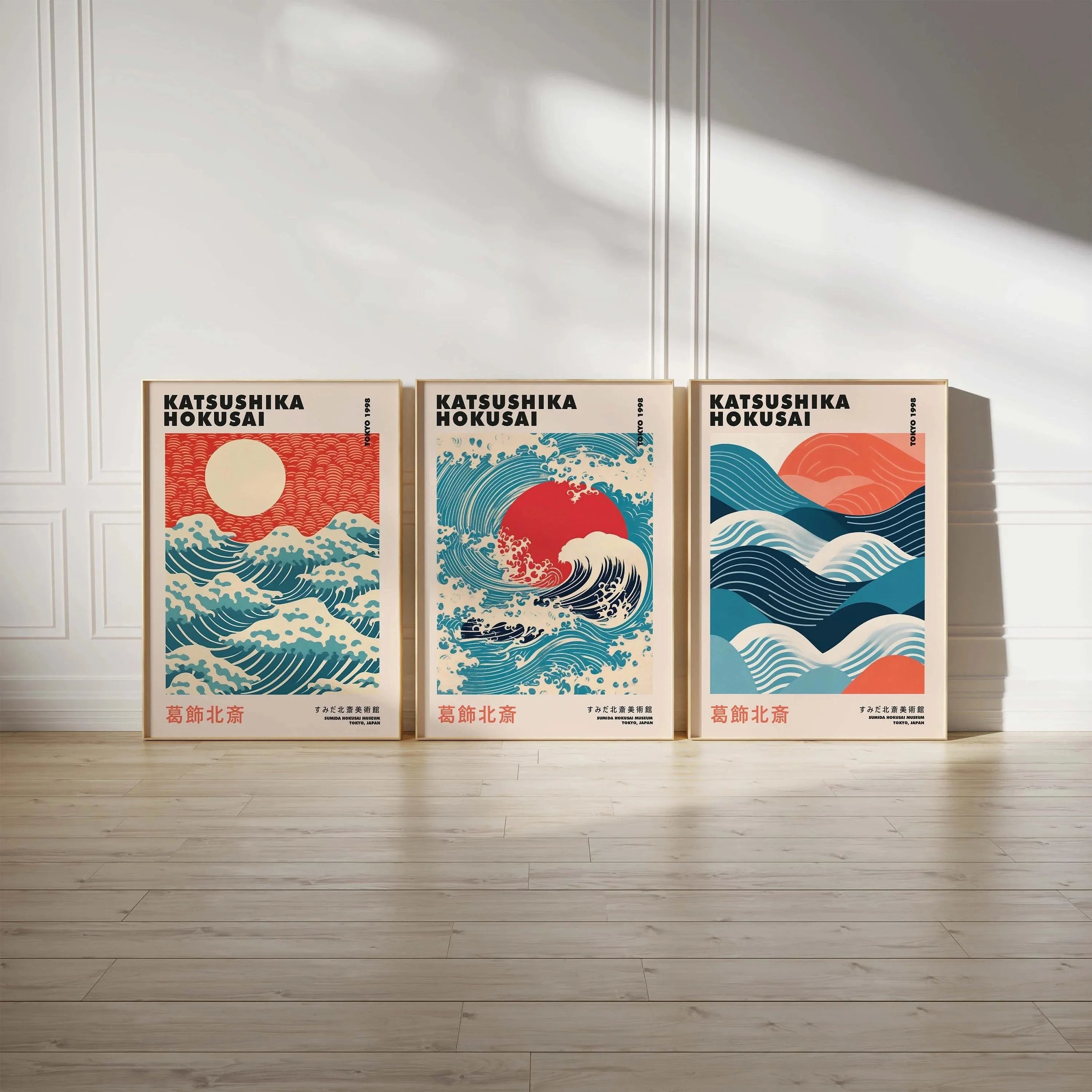 WaveArt™ Hokusai Great Wave 3-Panel Canvas Print — Japanese Wall Art for Bedroom & Living Room