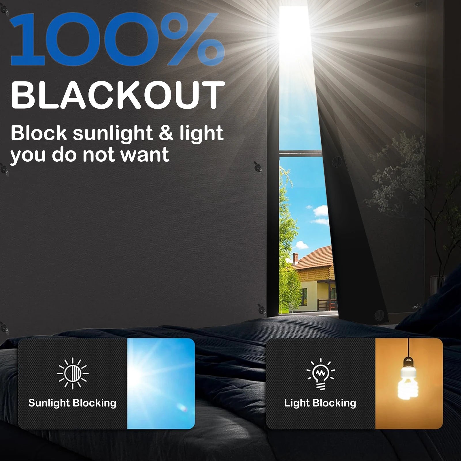 DarkOut™ Portable 100% Blackout Curtain — Suction Cup, UV Blocking, No Drill