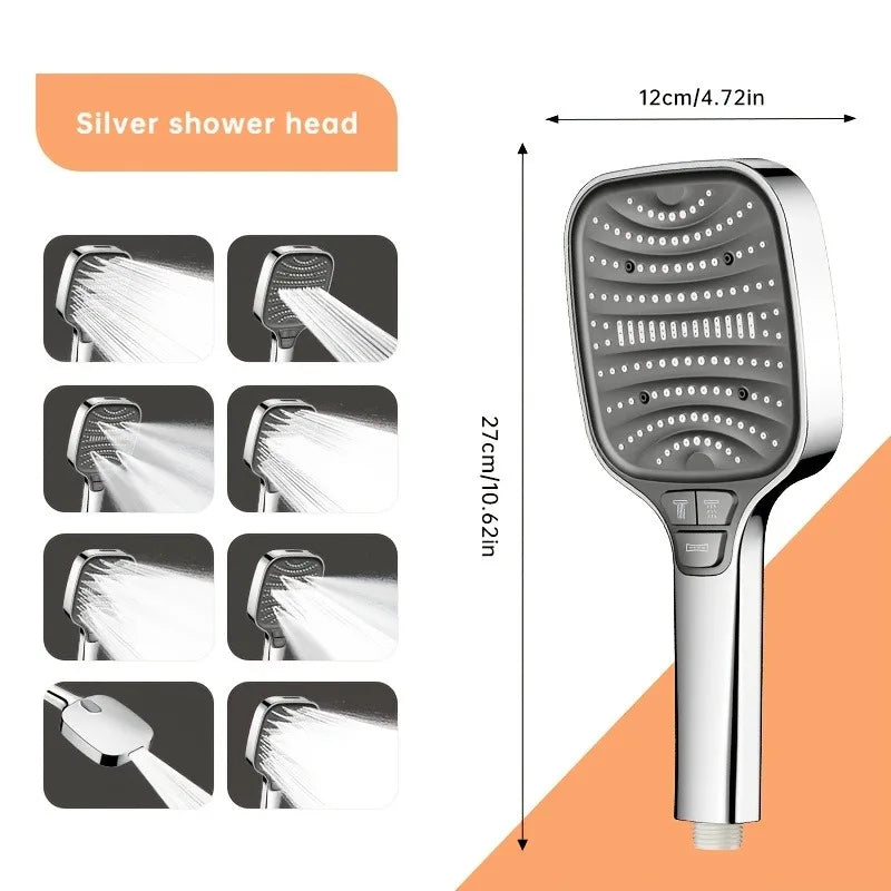 RainFlow™ 12cm Rainfall Shower Head — 8-Mode High-Pressure with Filter