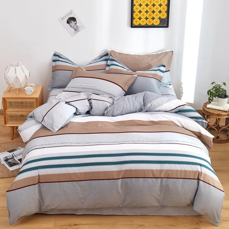 Cotton Stripe Duvet Cover Set — Geometric, Soft & Breathable