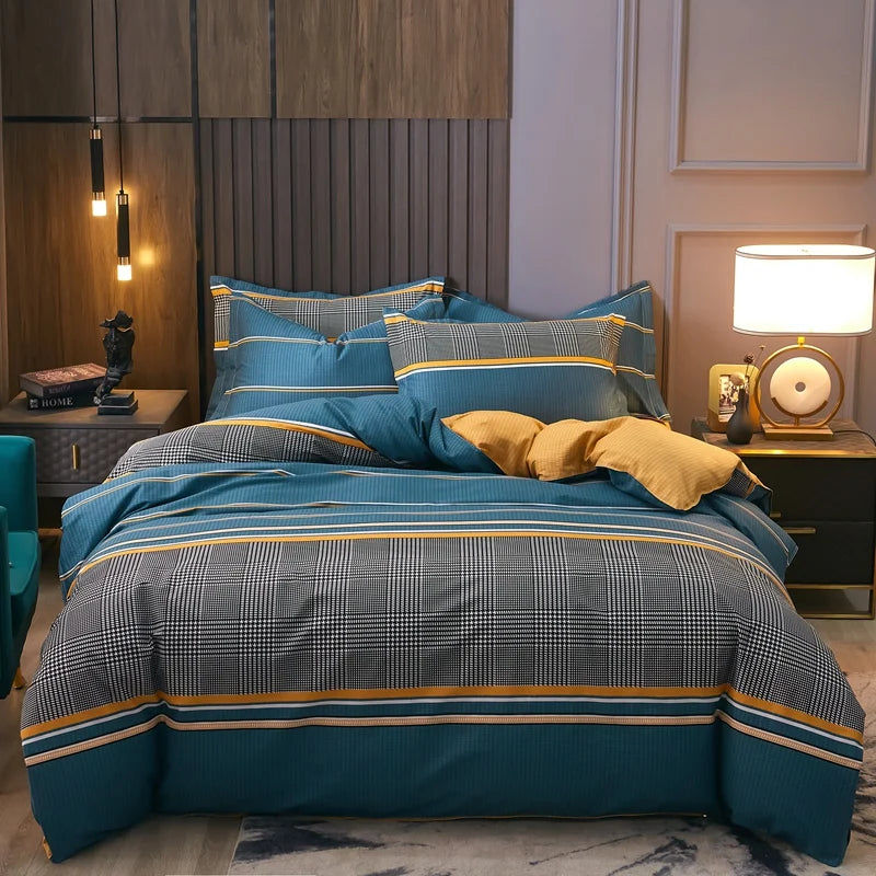 Cotton Stripe Duvet Cover Set — Geometric, Soft & Breathable