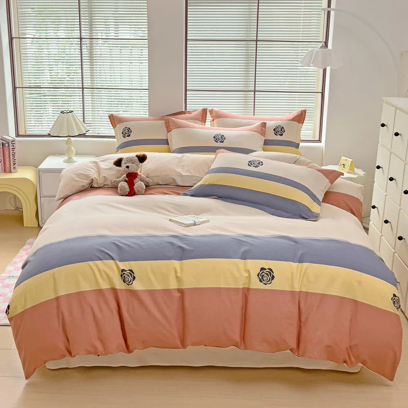 Cotton Stripe Duvet Cover Set — Geometric, Soft & Breathable