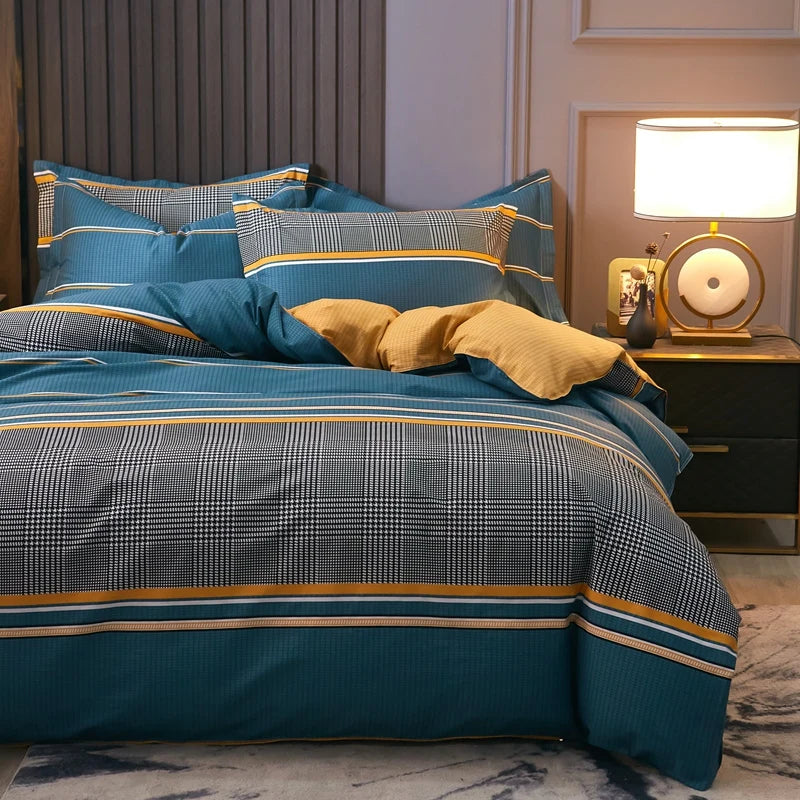 Cotton Stripe Duvet Cover Set — Geometric, Soft & Breathable