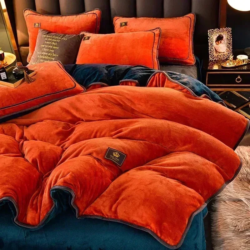 Milk Velvet Bedding Set — Warm Duvet Cover, Sheet & Pillowcases