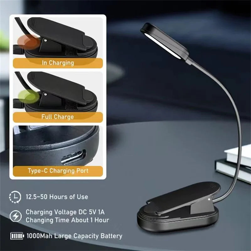 NightRead™ Amber Clip-On Book Light — Blue Light Free, USB-C Rechargeable, Sleep-Safe