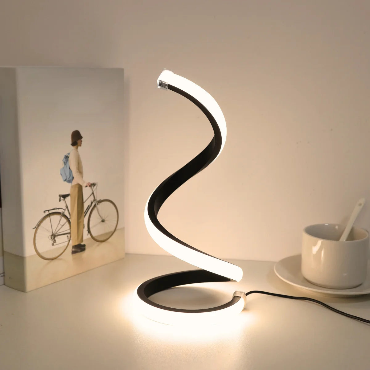 LED Spiral Desk Lamp — Three-Color Dimming