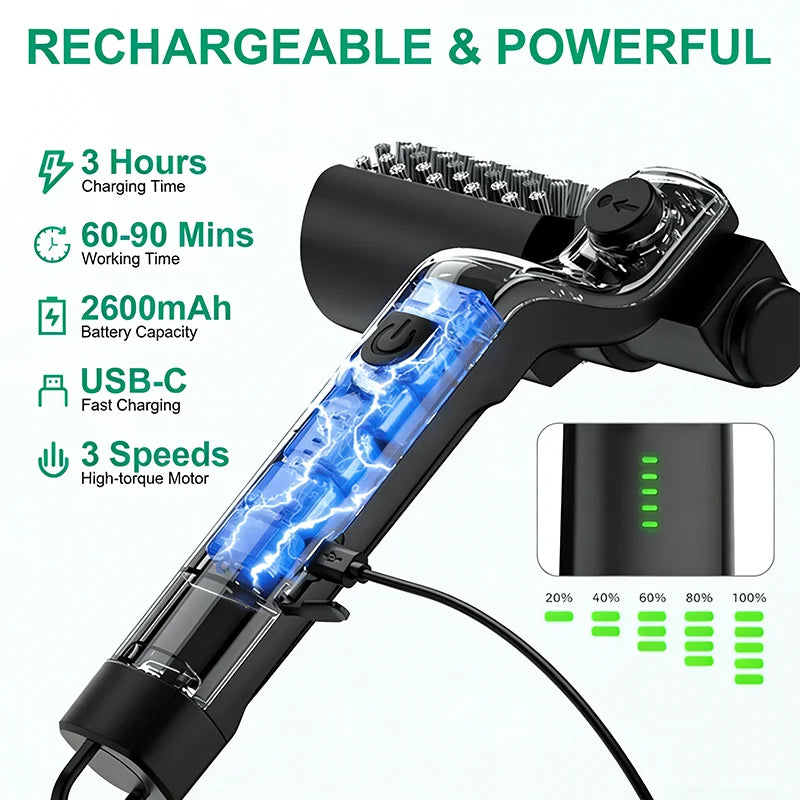 Electric Grill Brush — 3-Speed, 180° Adjustable Head